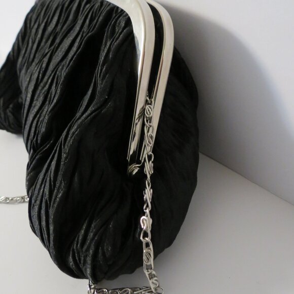 Neiman Marcus ruched black evening handbag - Picture 8 of 16
